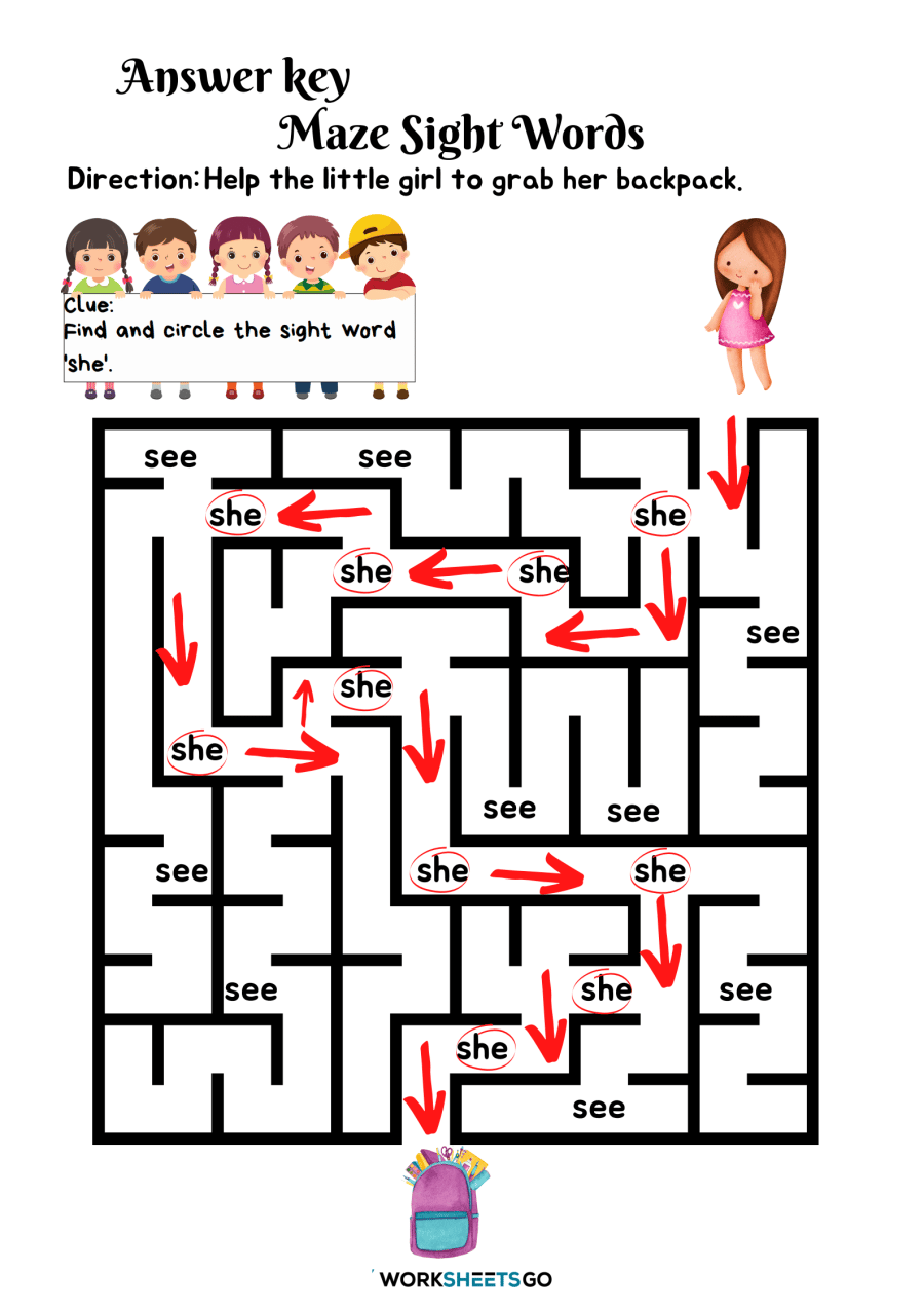 Backpack Maze Worksheet