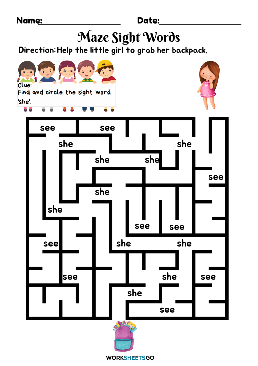 Maze Worksheets For 1st Grade