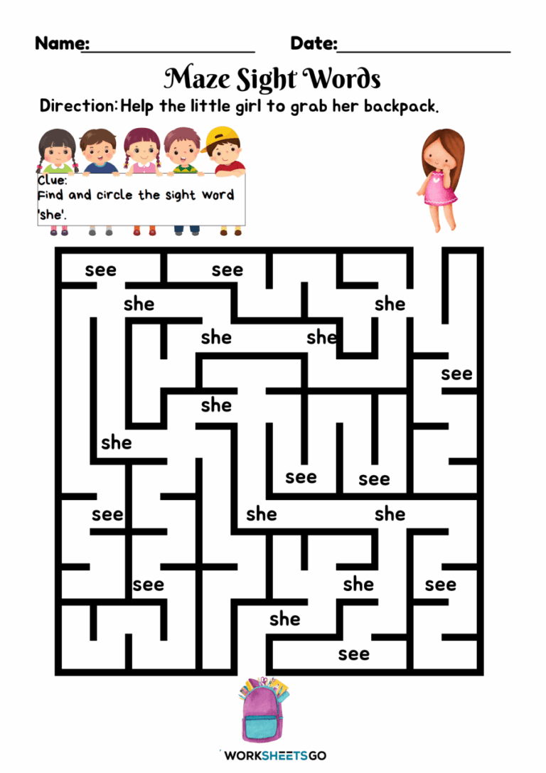 Maze Sight Words Worksheets WorksheetsGO