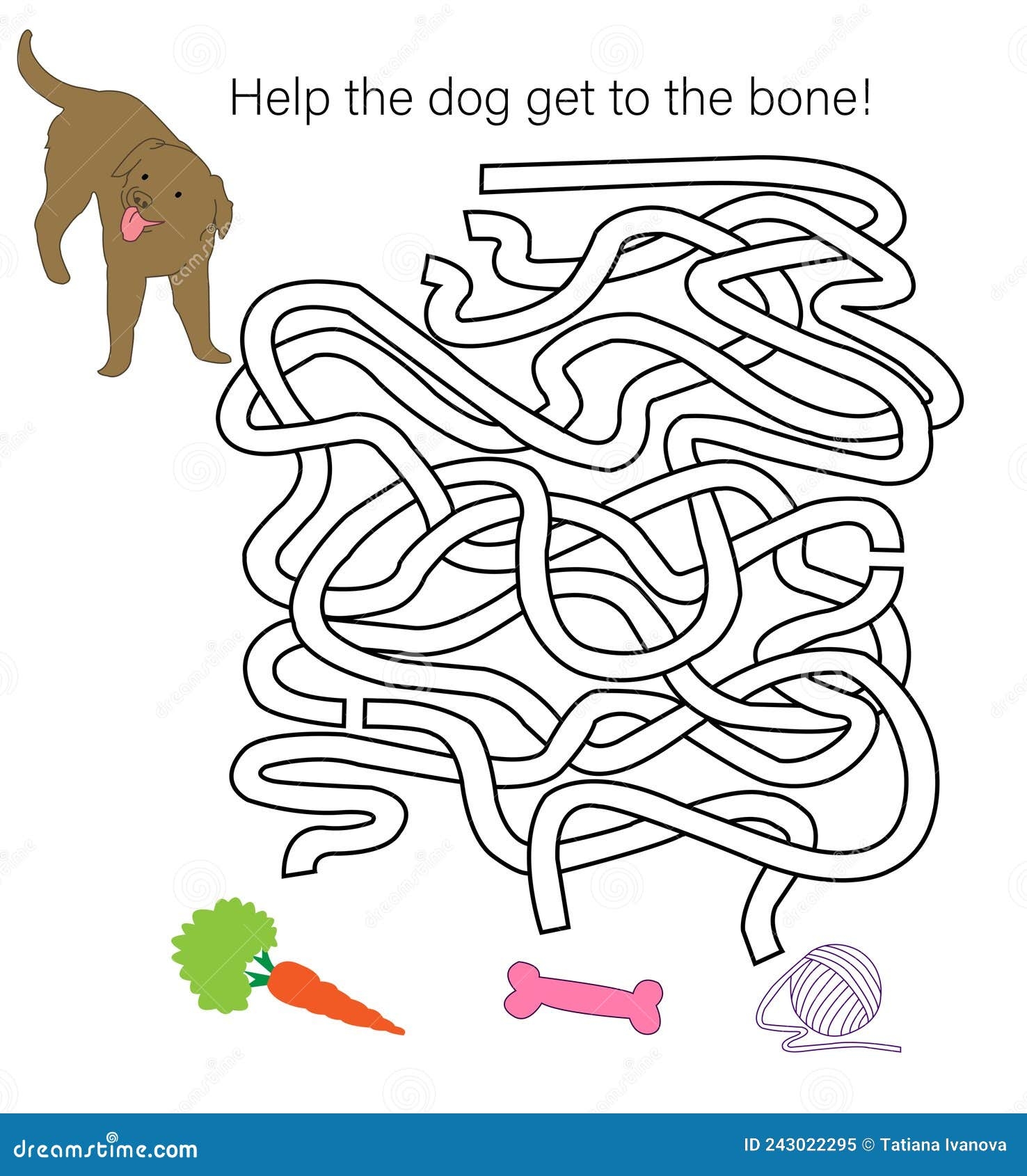 Maze With Dog Find Path For Dog To Bone Vector Kids Activity Worksheet Stock Vector Illustration Of Cgallenge Entry 243022295