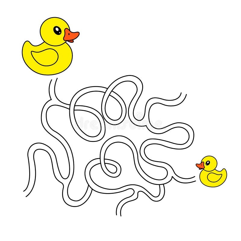 Maze With Ducklings Vector Cartoon Duck And Duckling In Children 