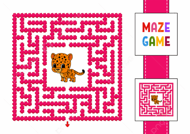 Mazes Worksheets Vector Design Images Funny Square Maze Worksheet Printable Kids Cat Teaser PNG Image For Free Download