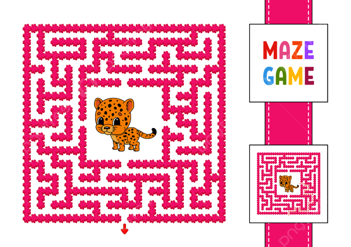 Mazes Worksheets Vector Design Images Funny Square Maze Worksheet Printable Kids Cat Teaser PNG Image For Free Download