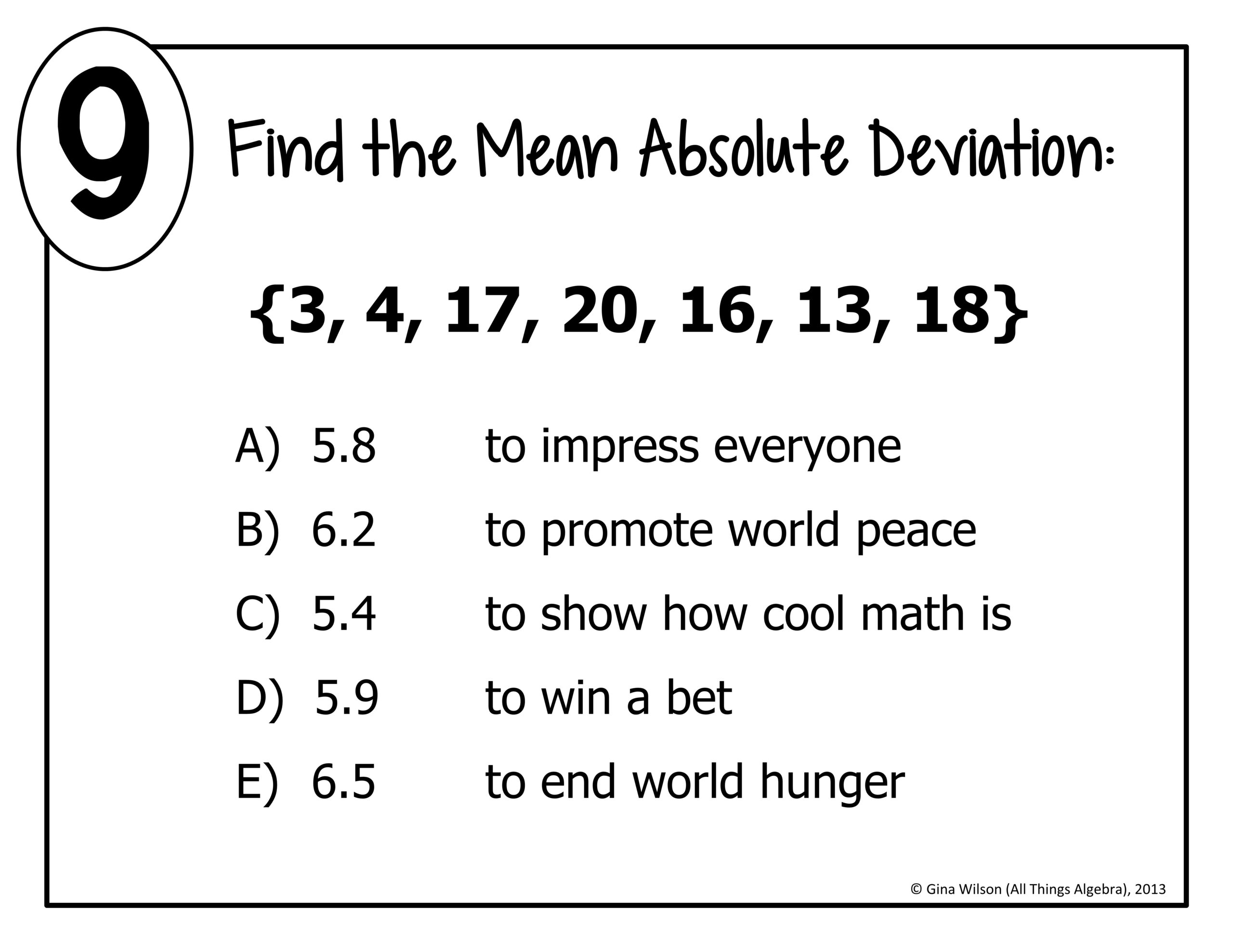 Mean Absolute Deviation Math Lib Activity