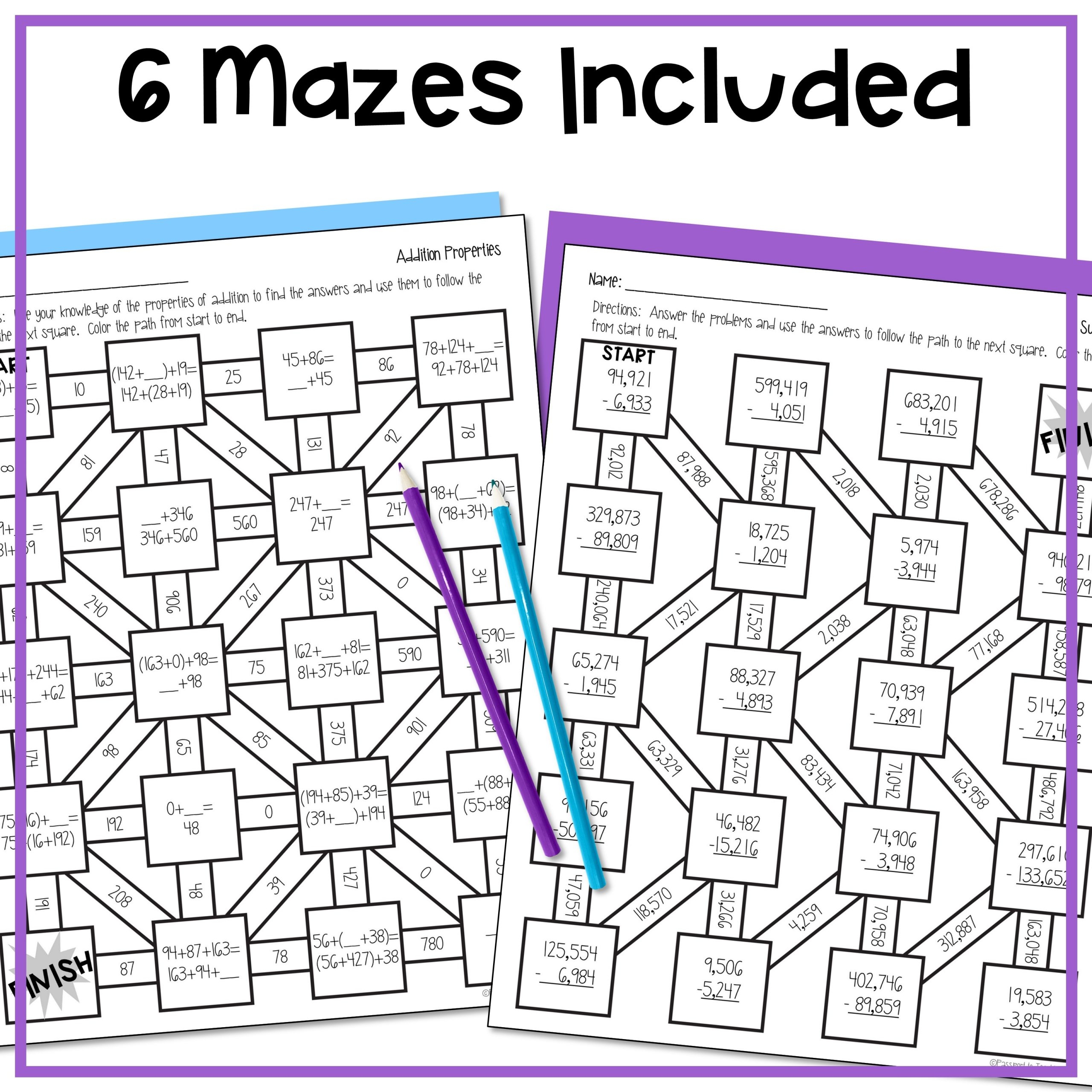 Multi Digit Addition And Subtraction Math Mazes Made By Teachers