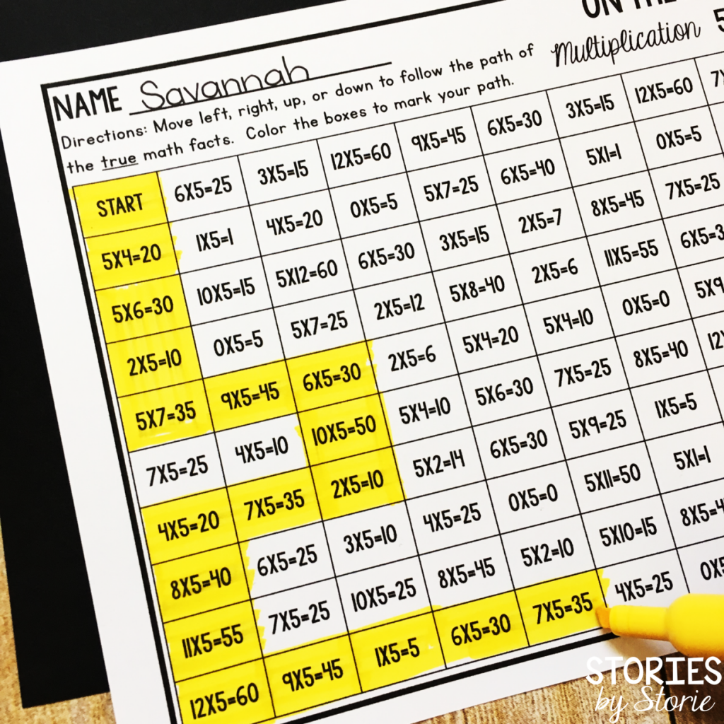 Free Multiplication Maze Worksheets