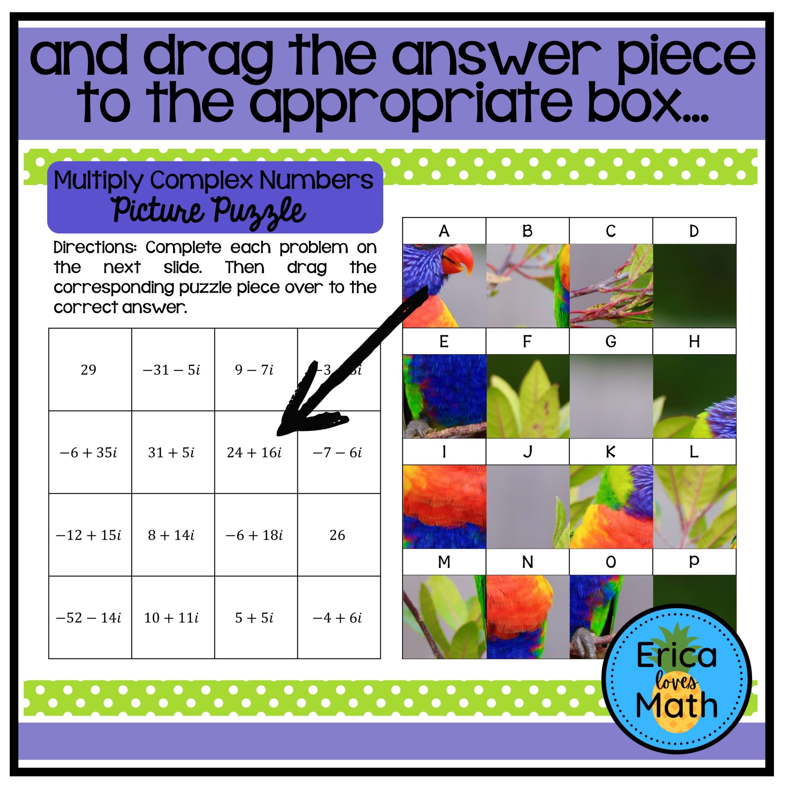 Multiplying Complex Numbers Digital Activity Picture Puzzle Made By Teachers