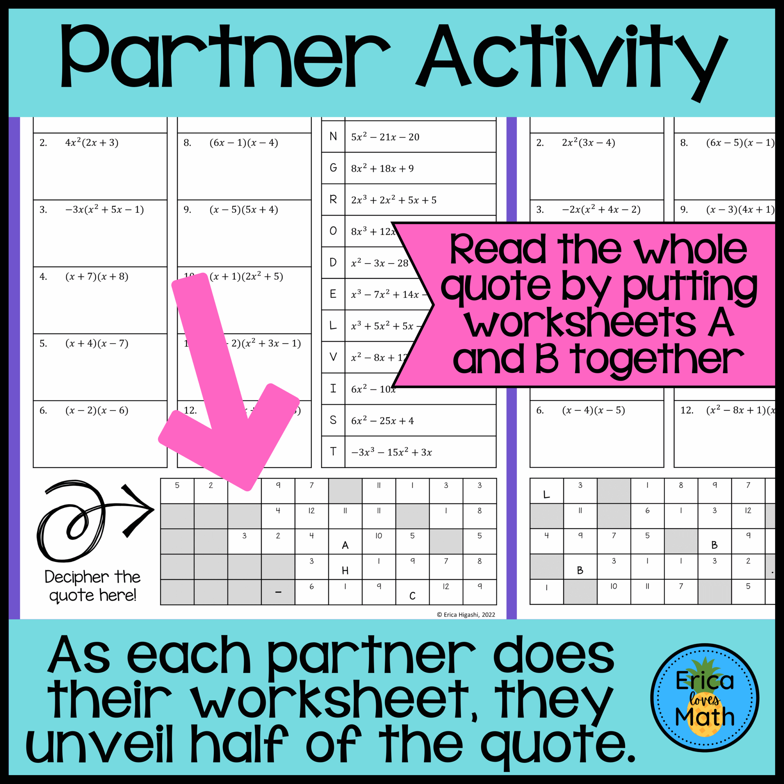 Multiplying Polynomials Differentiated Partner Worksheets Quotable