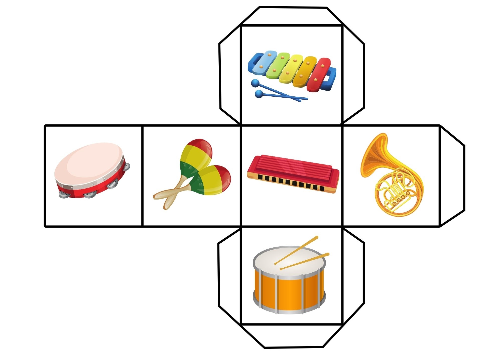 Musical Instruments Dice Game Ezpzlearn