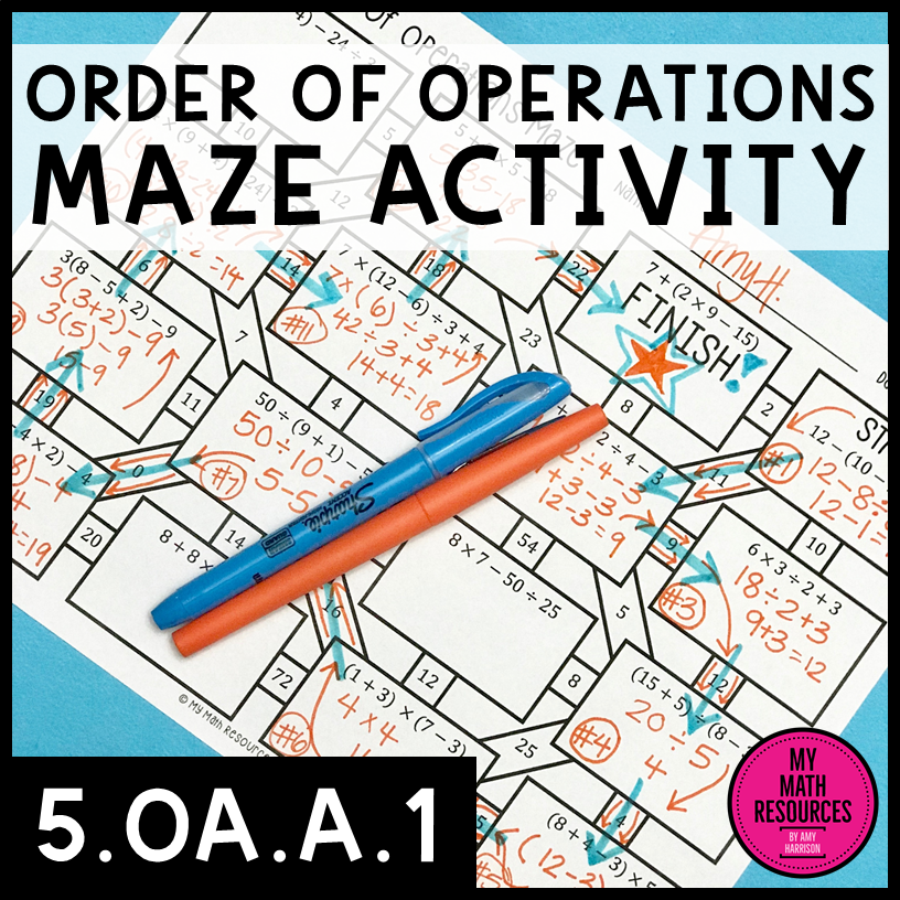 My Math Resources Order Of Operations Maze 5 OA A 1 