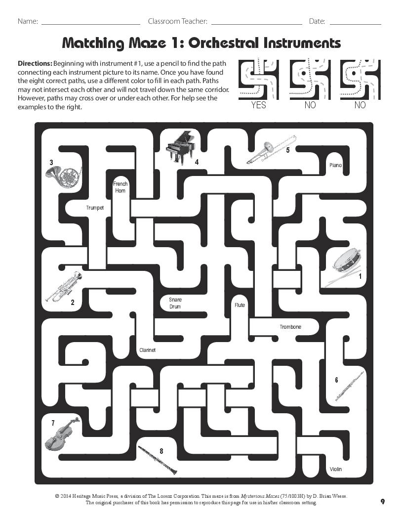 Music Maze Worksheet