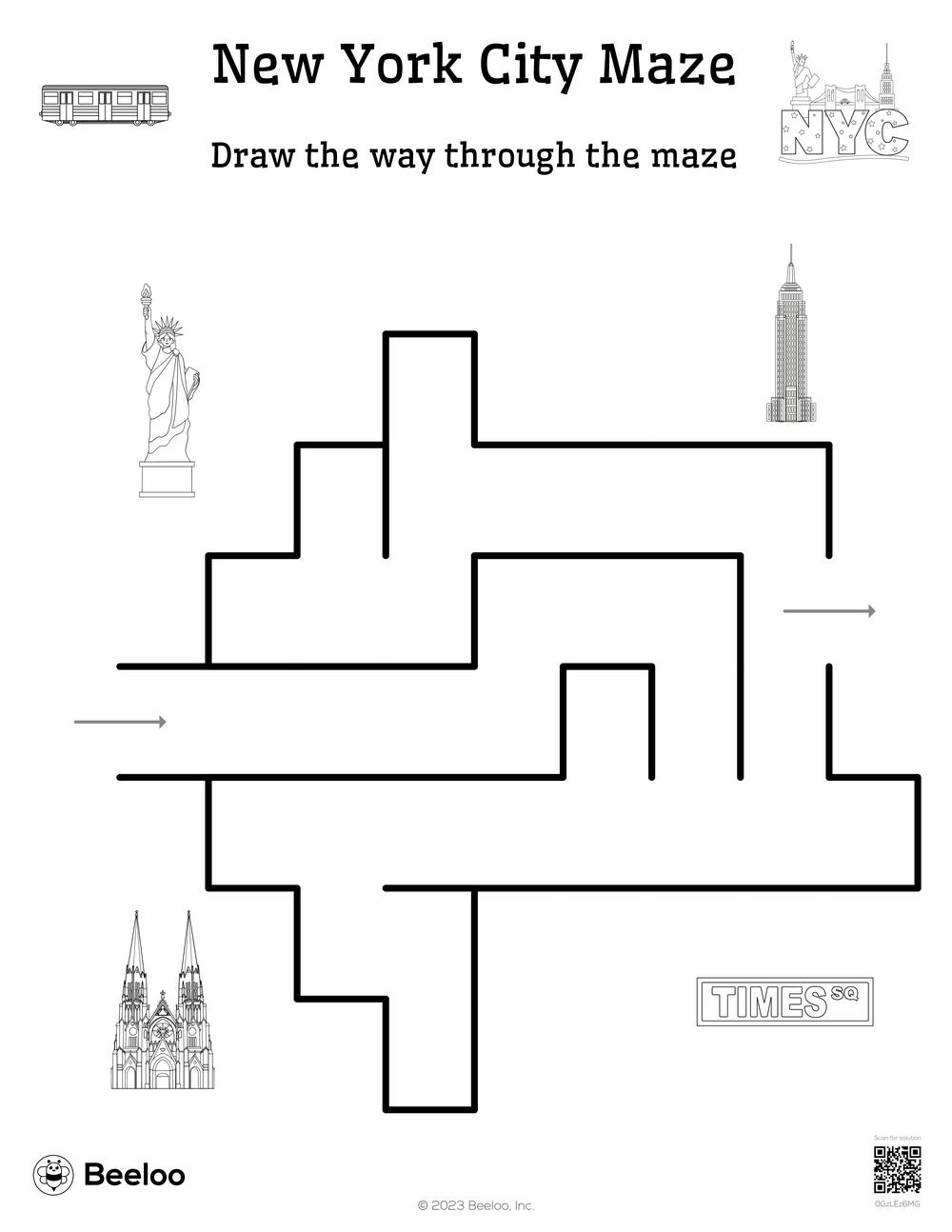 New York City themed Mazes Beeloo Printable Crafts And 