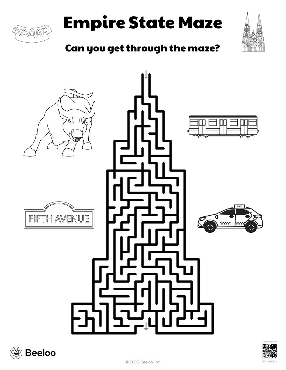 New York City themed Mazes Beeloo Printable Crafts And 