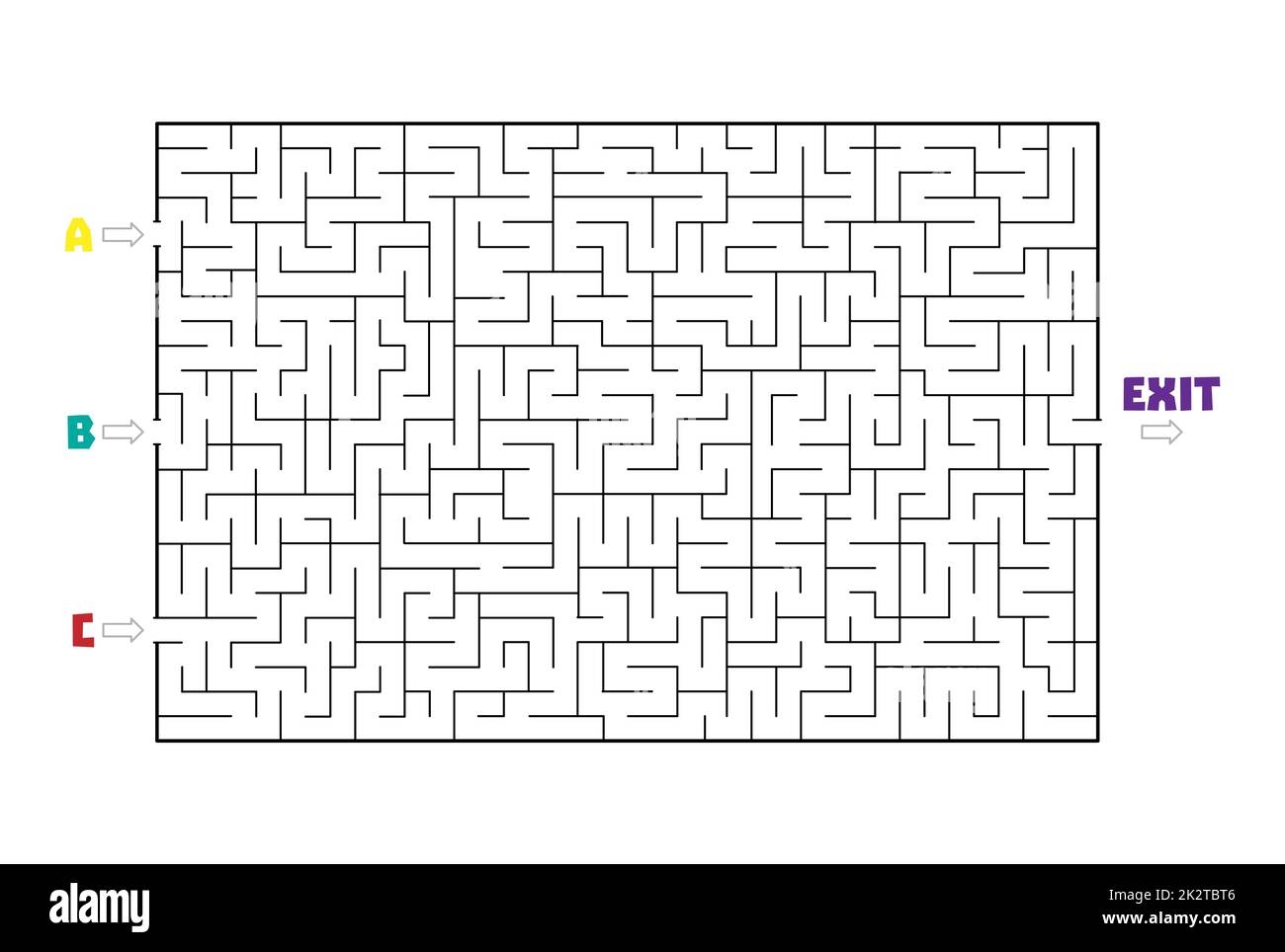 Not So Easy Rectangle Labyrinth With Three Entries A B C And One Exit only One Solution Line Maze Game Hard Medium Complexity Kids Maze Puzzle Stock Vector Image U0026 Art Alamy