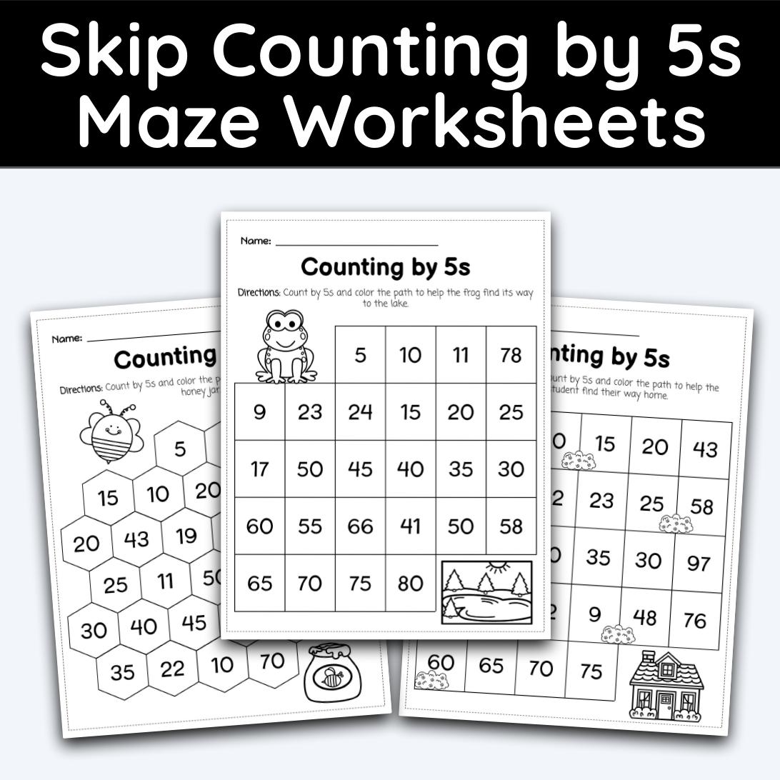 Number 5 Skip Counting Maze Worksheet