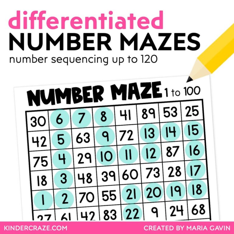 Number Mazes For Sequencing Numbers To 120 Kinder Craze