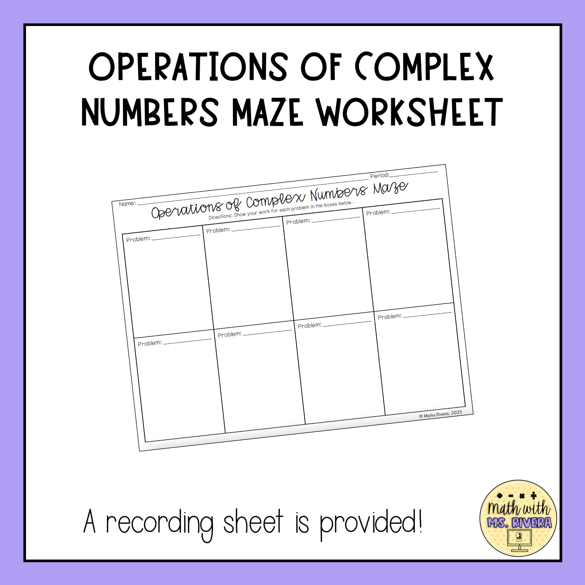 Operations Of Complex Numbers Maze Worksheet Made By Teachers