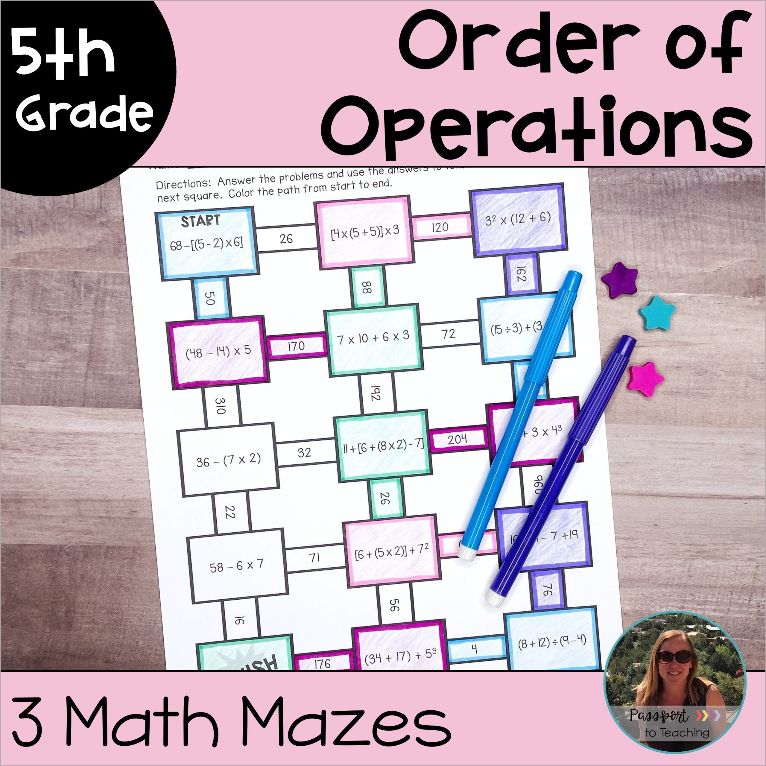 Order Of Operations And Numerical Expressions Math Maze Worksheets 