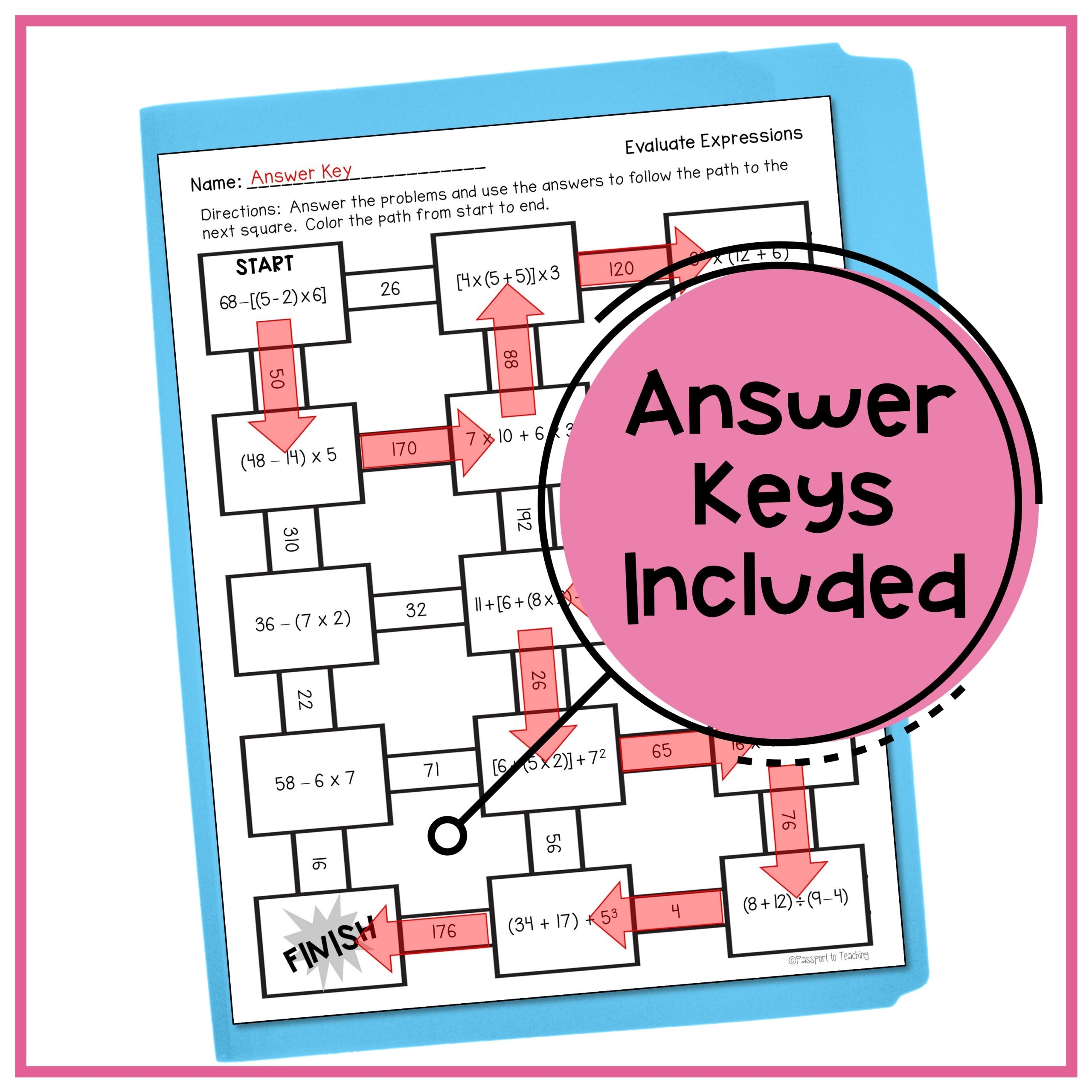 Order Of Operations Maze Worksheets