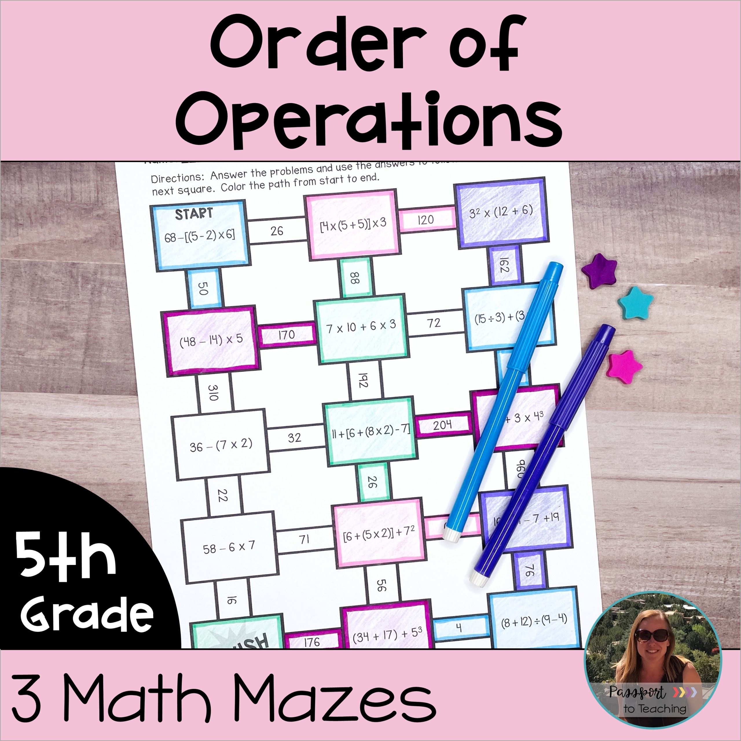 Order Of Operations And Numerical Expressions Math Maze Worksheets 5th Grade Made By Teachers