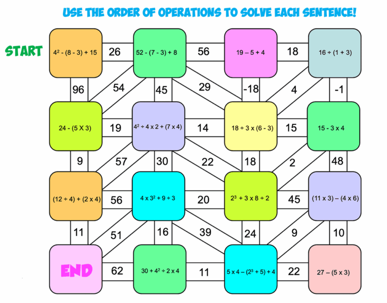 Order Of Operations Maze 4 Mr R s World Of Math