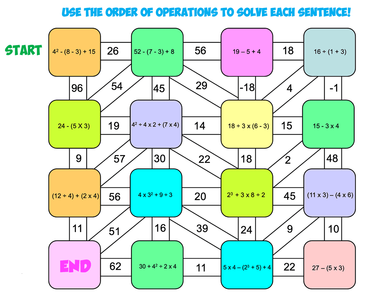 Order Of Operations Maze 4 Mr R s World Of Math