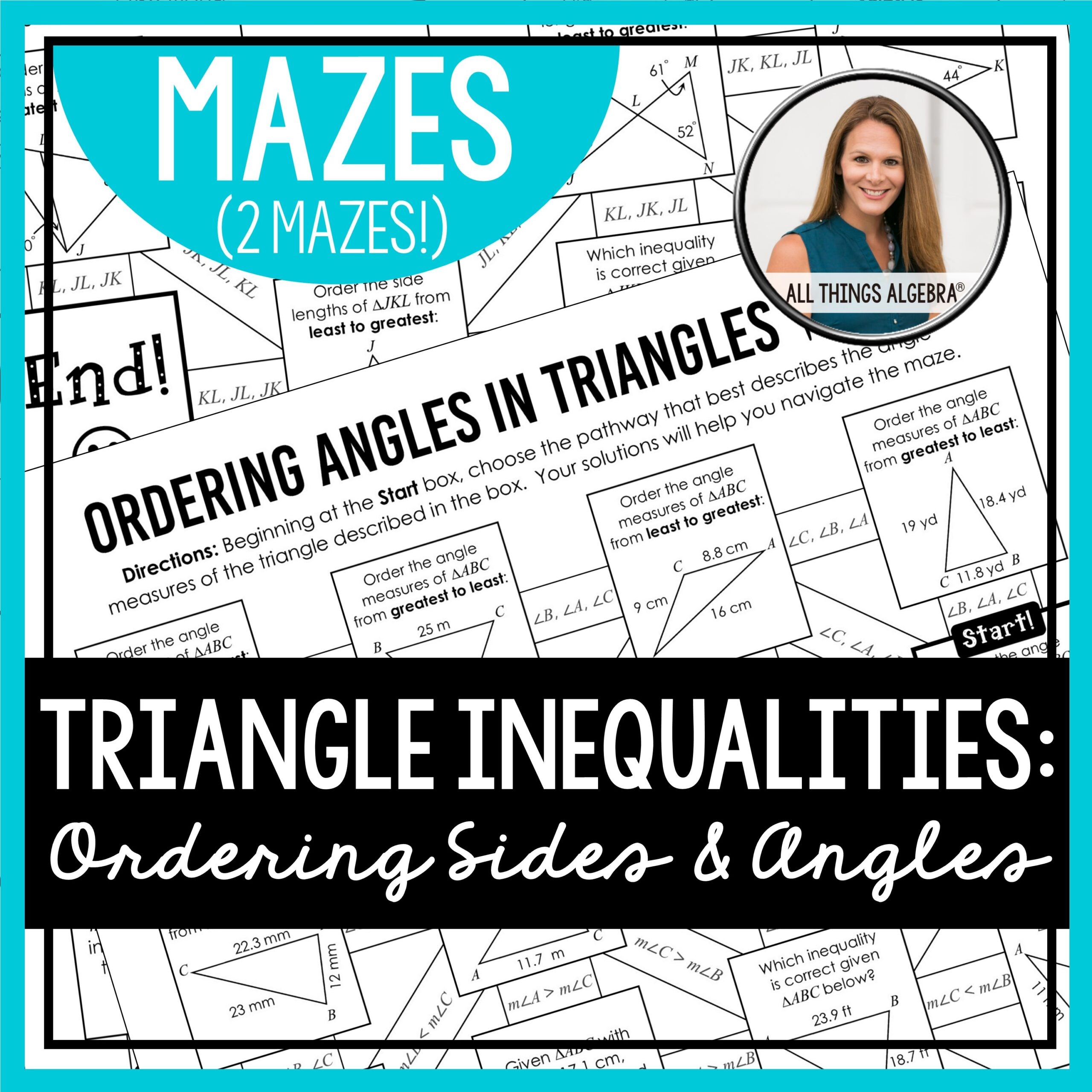 Ordering Side U0026 Angle Measures In Triangles Mazes All Things Algebra 