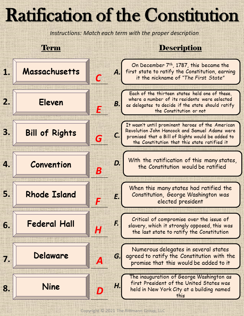 Brief History Of The Us Constitution Maze Worksheet