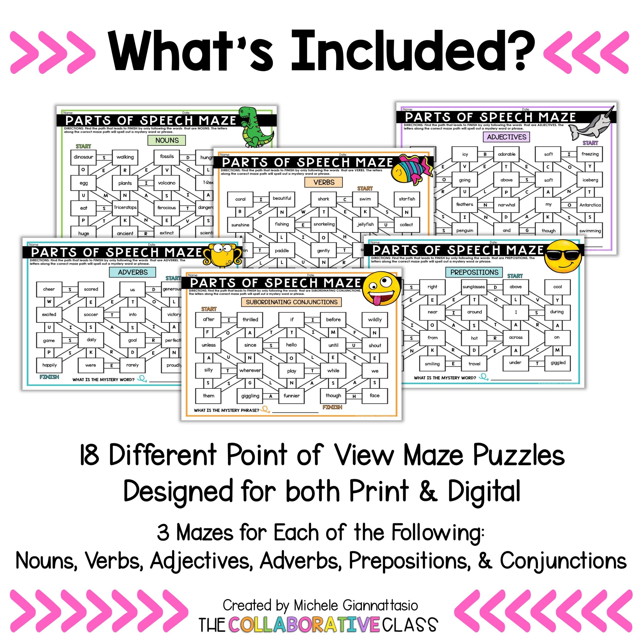 Parts Of Speech Activities Maze Puzzles Distance Learning 