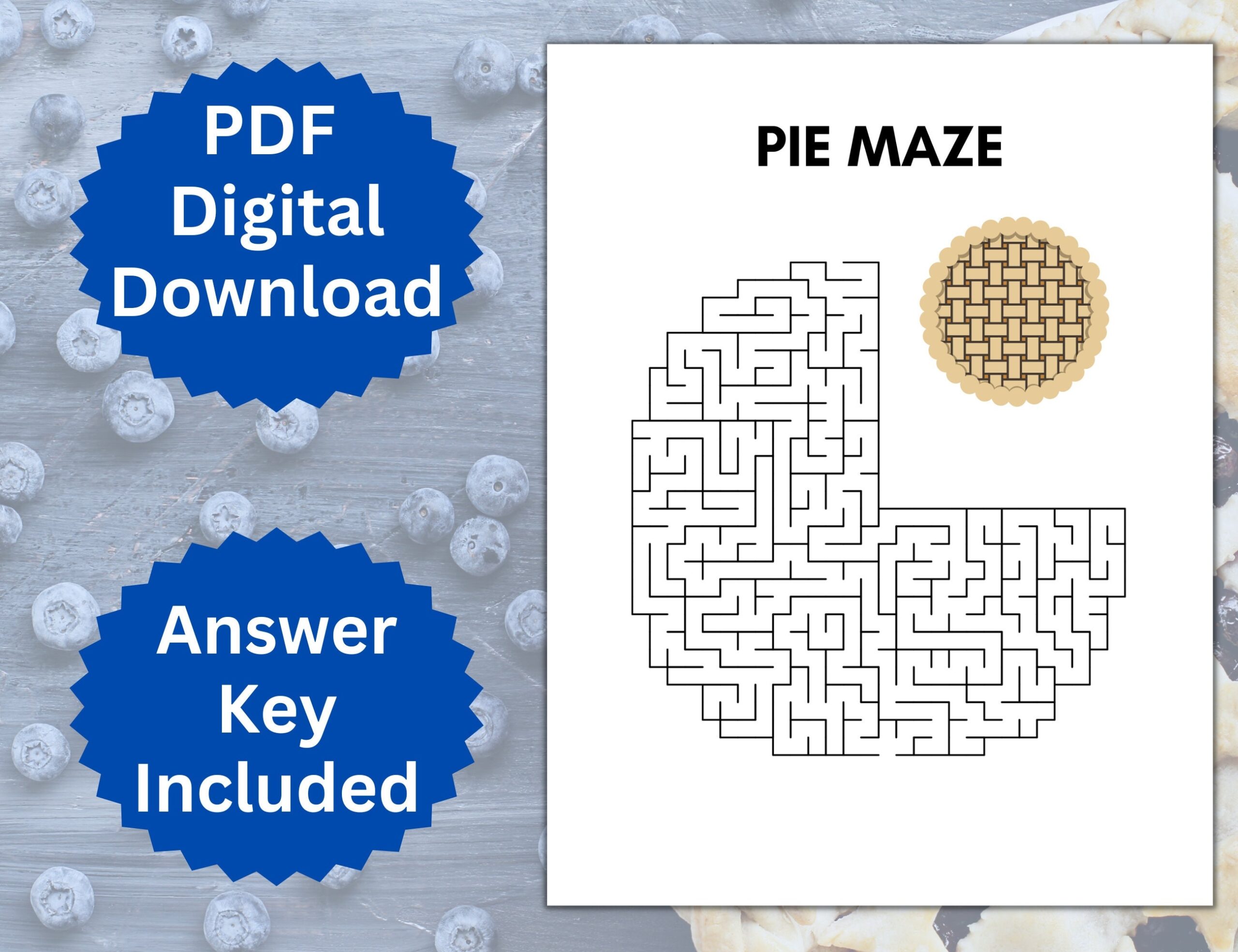 Pie Maze Printable Pi Day Maze And Games For Pi Day Party Etsy