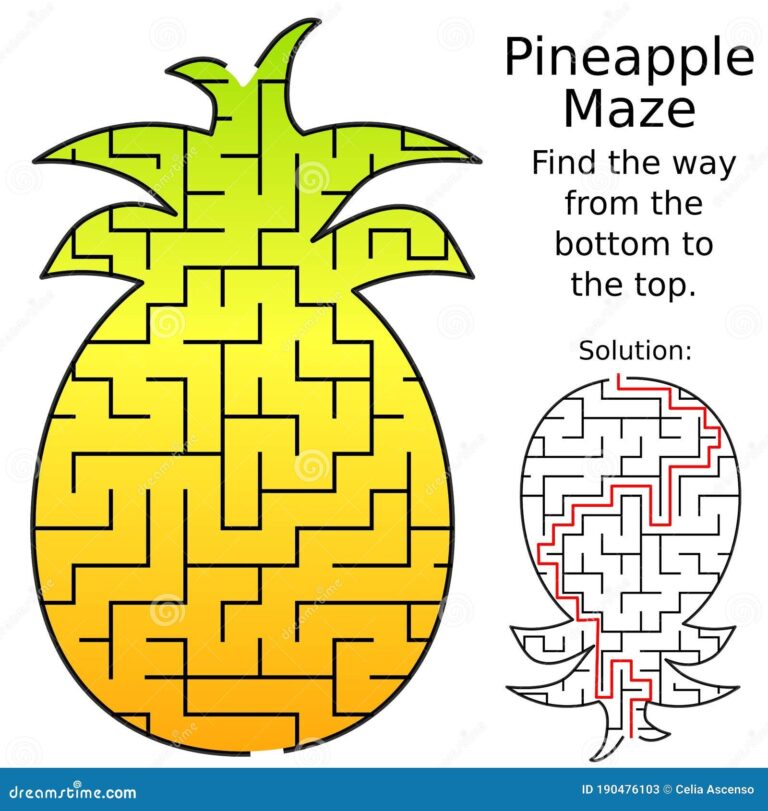 Pineapple Summer Maze Labyrinth Game Sheet Stock Image Image Of Exotic Activity 190476103
