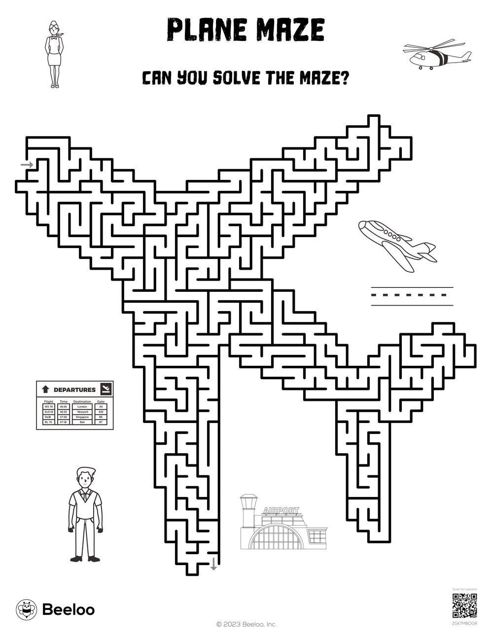 Plane Maze Beeloo Printable Crafts And Activities For Kids