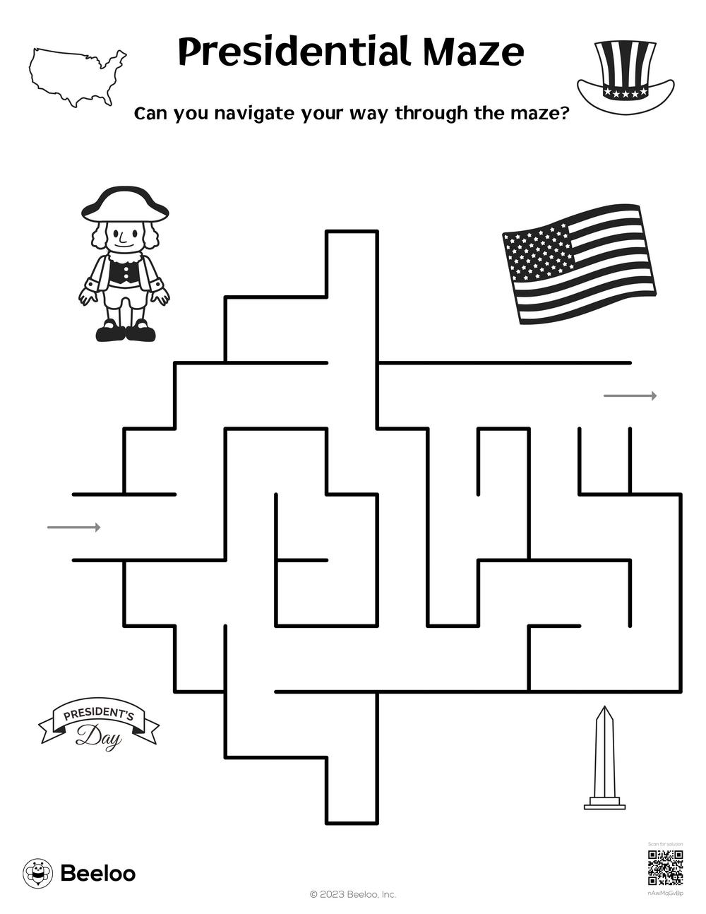 Presidential Maze Beeloo Printable Crafts And Activities For Kids