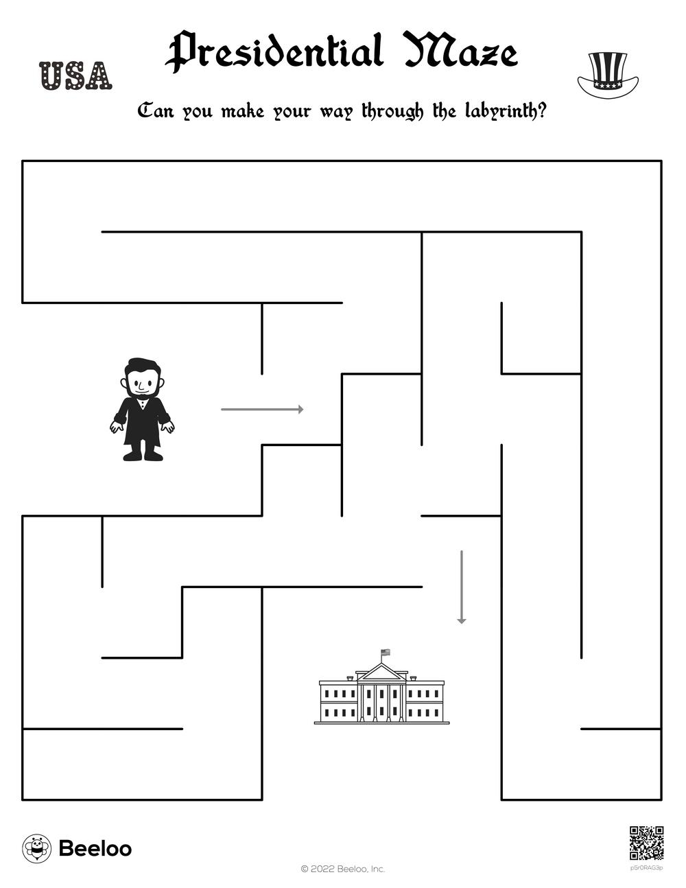 Presidents Day themed Mazes Beeloo Printable Crafts And 