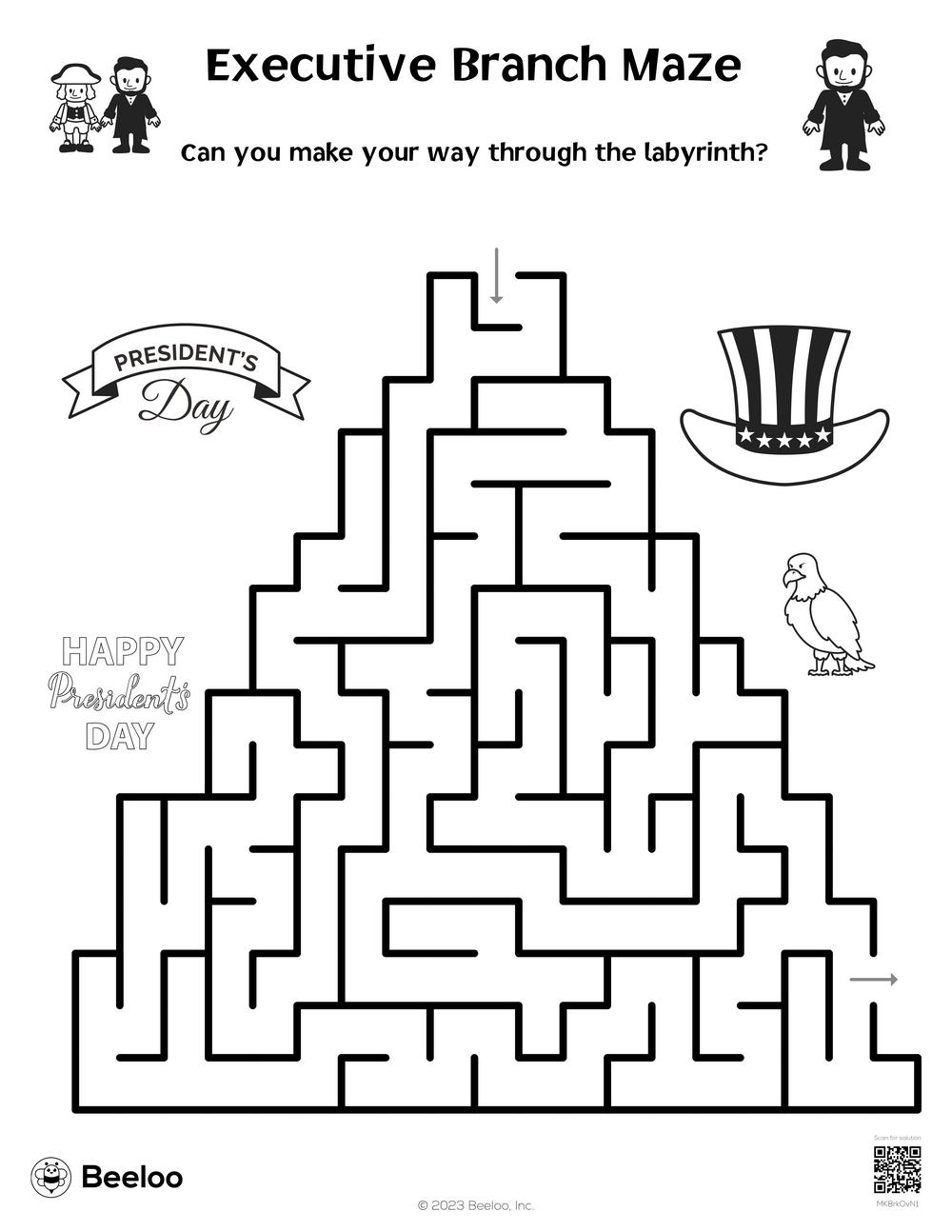 Presidents Day themed Mazes Beeloo Printable Crafts And 