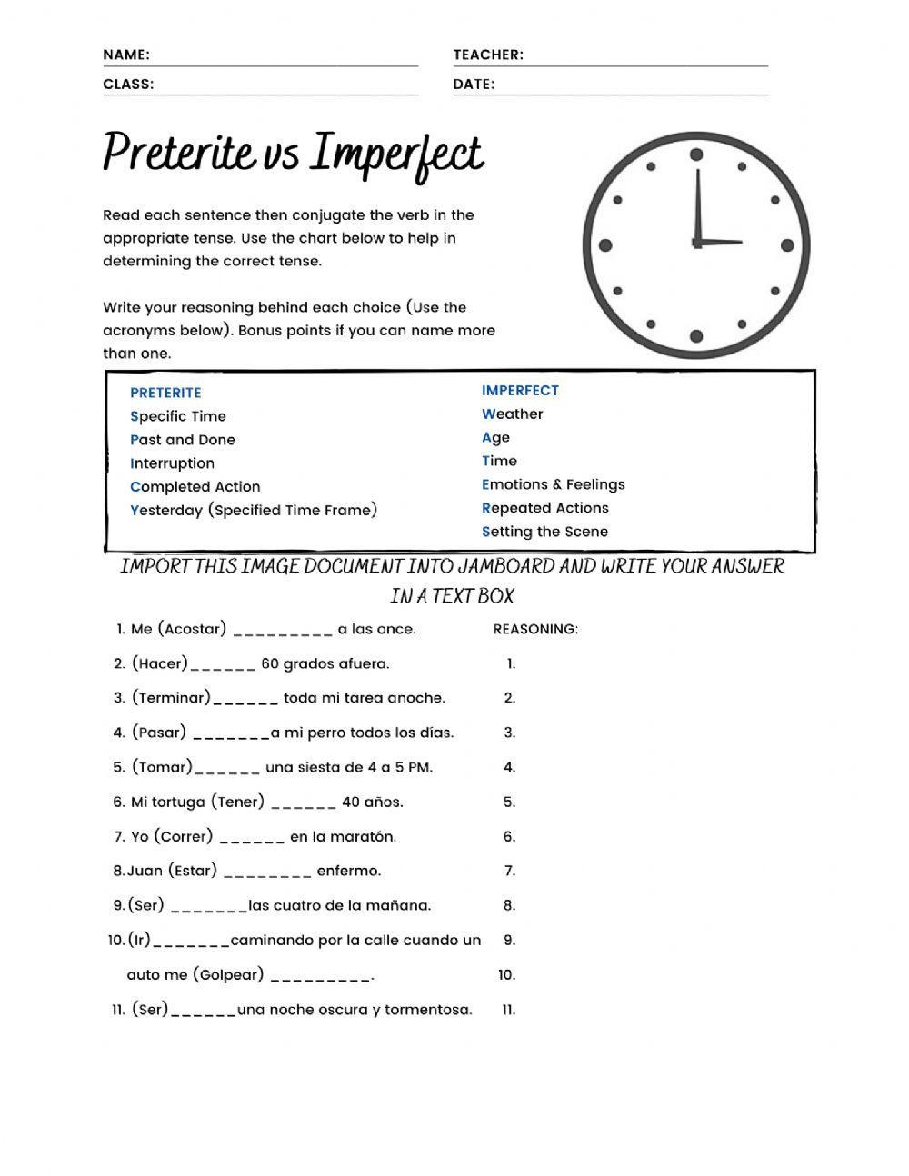 Preterite Vs Imperfect Spanish Maze Practice Activity With Google Slides Srta Spanish Worksheets Library