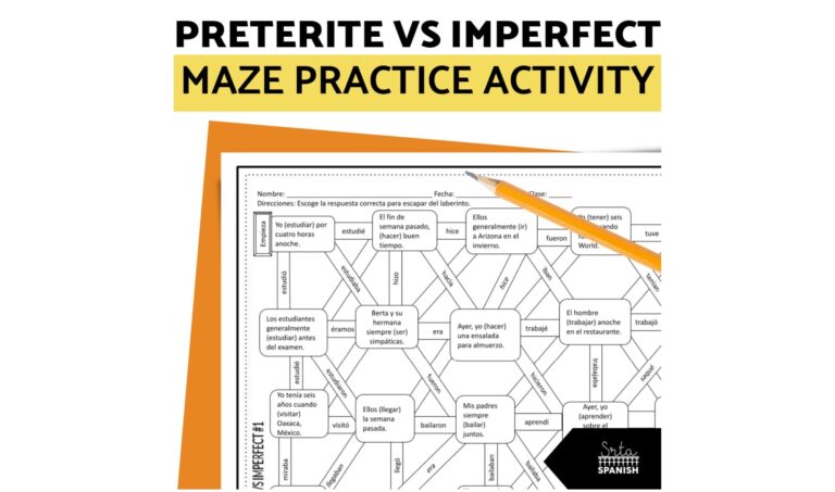 Preterite Vs Imperfect Spanish Maze Worksheet Practice Activity For High School Students With Google Slides Etsy