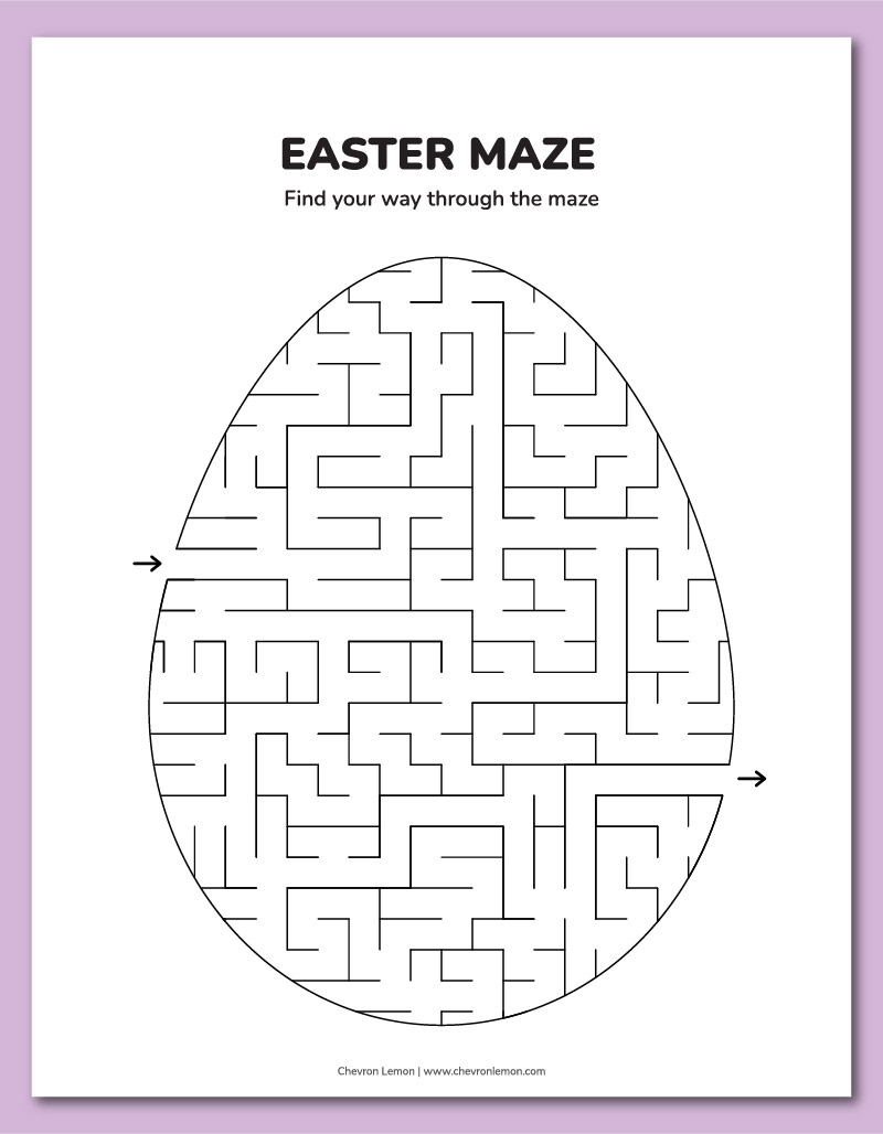 Printable Easter Mazes Chevron Lemon