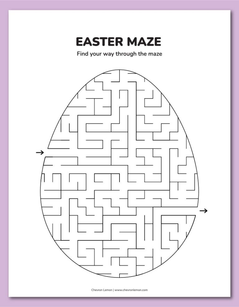 Printable Easter Mazes Chevron Lemon