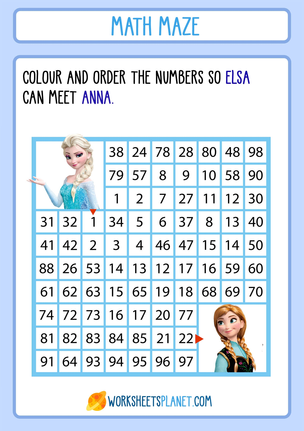 Free Maze Math Worksheets