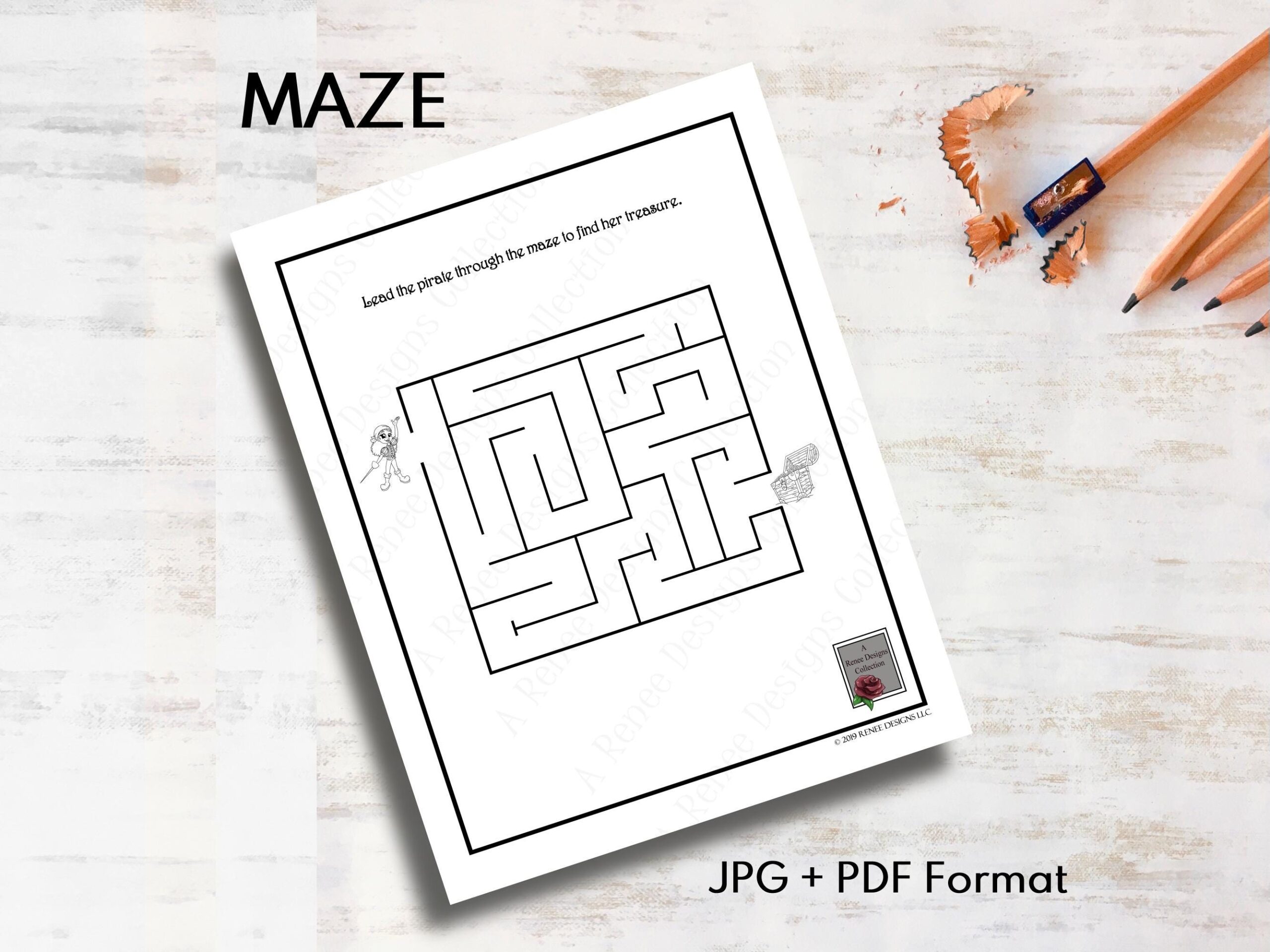 Printable Maze African American Girl Pirate Simple Mazes Kindergarten Classroom Activity Homeschool Activities Ages 4 6 Etsy Hong Kong