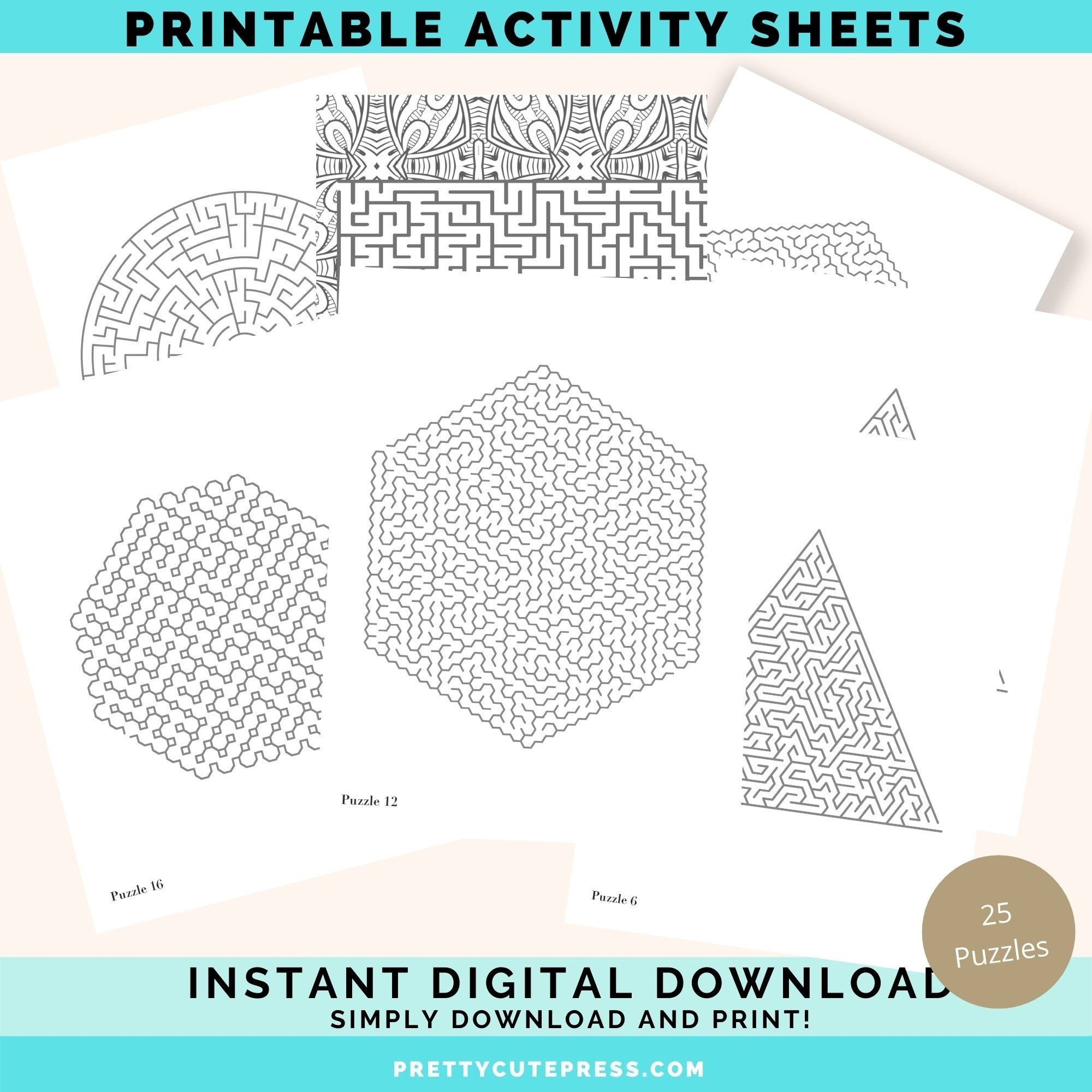 Printable Mazes For Adults And Teens Complex Puzzle Activity Sheets Brain Games Instant Digital Download Etsy