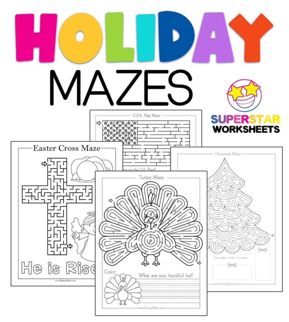 Printable Mazes Superstar Worksheets
