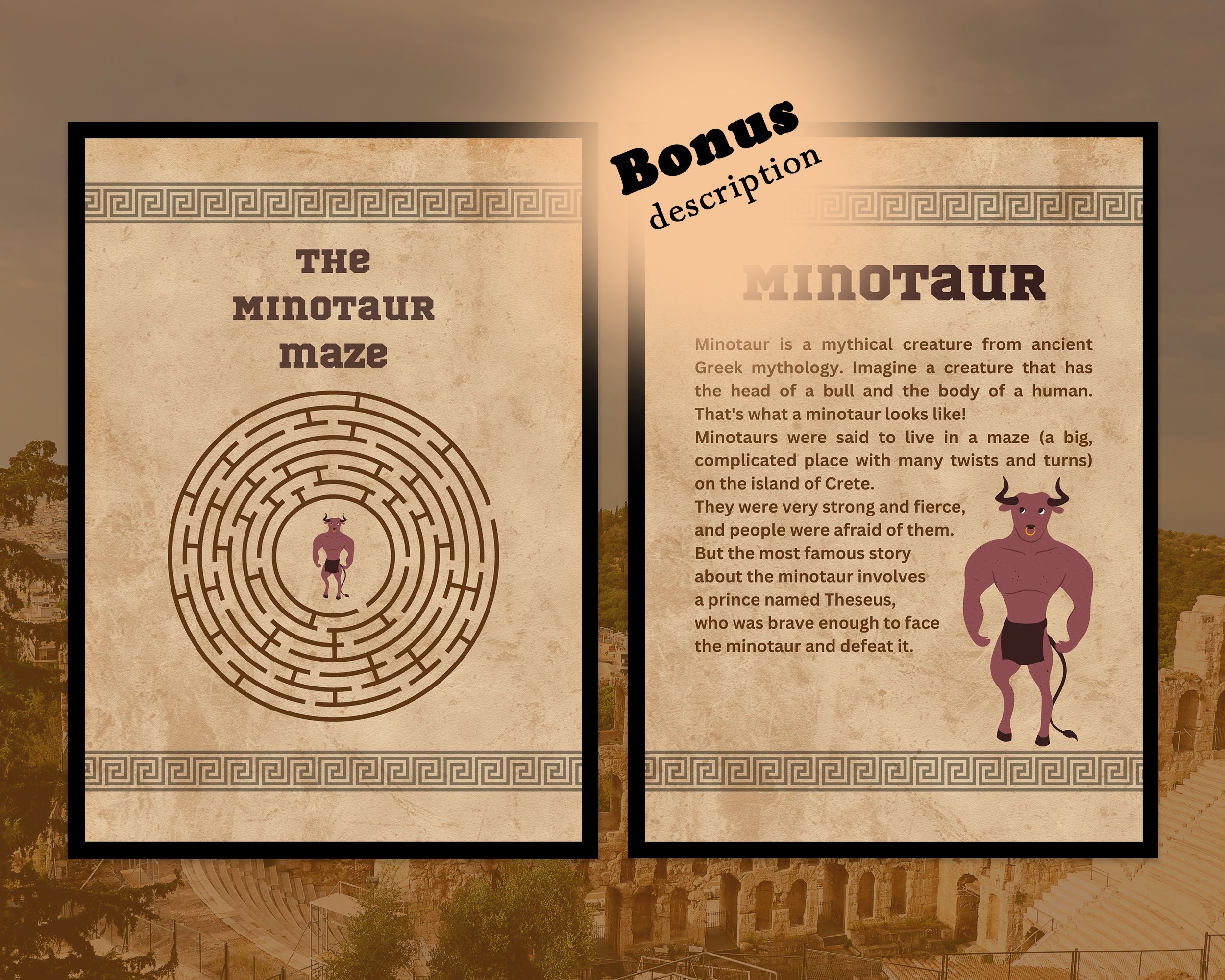 Printable Minotaur Maze History Fun Activity Ancient Greece Worksheet History Subject Worksheet Greek Mythology For School Etsy UK