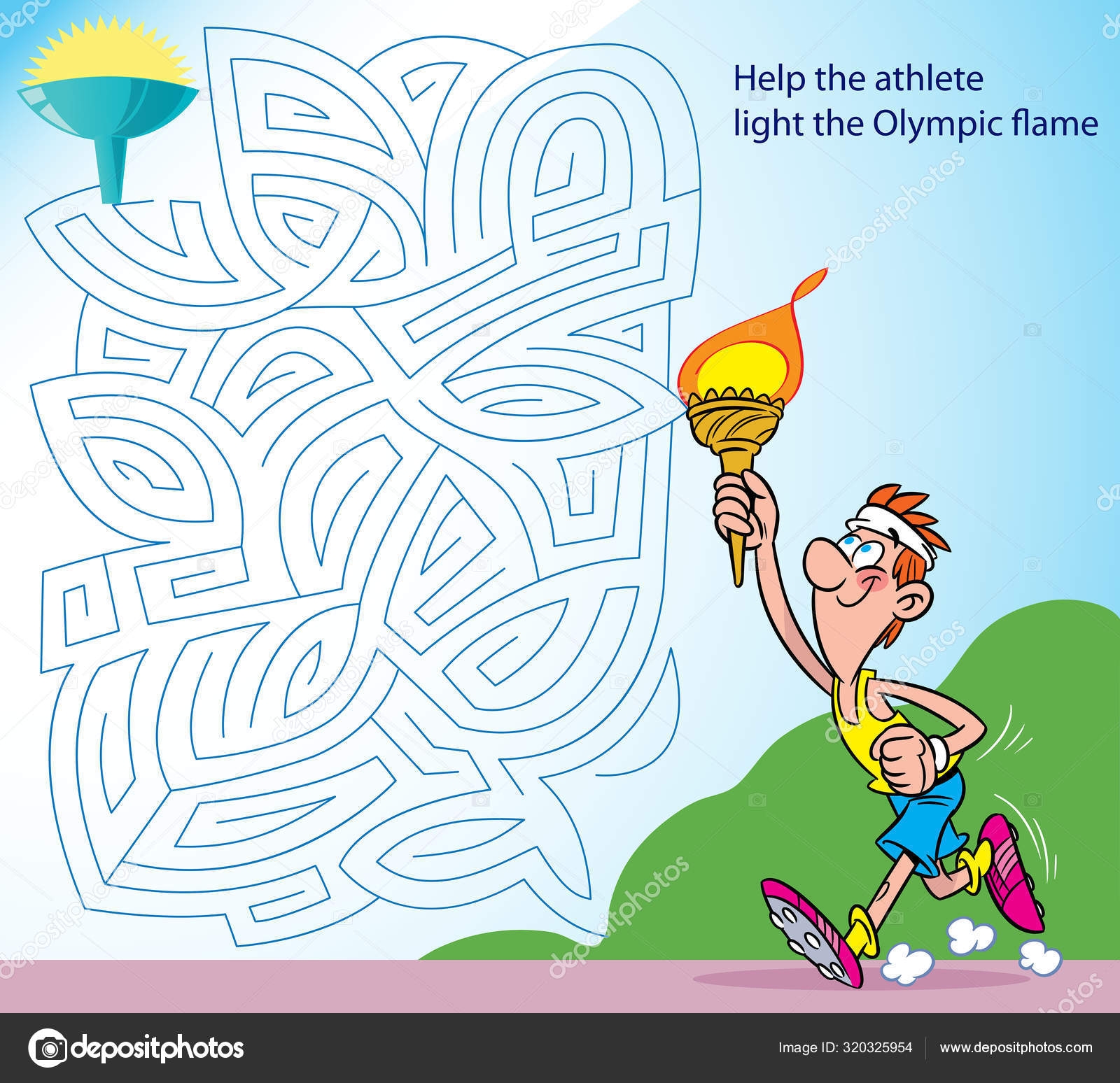 Puzzle Which You Need Help Athlete Walk Maze Olympic Flame Stock Vector By Verzhy 320325954