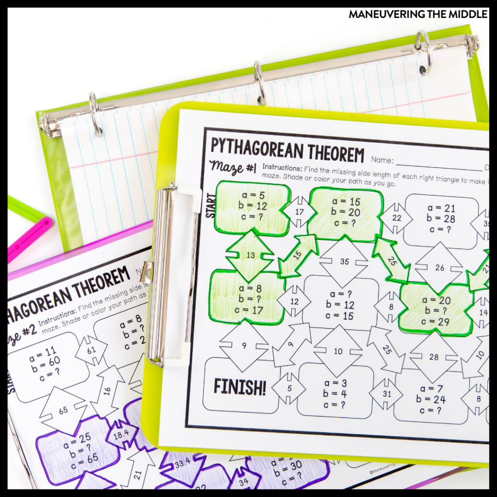 Pythagoras Maze Worksheet
