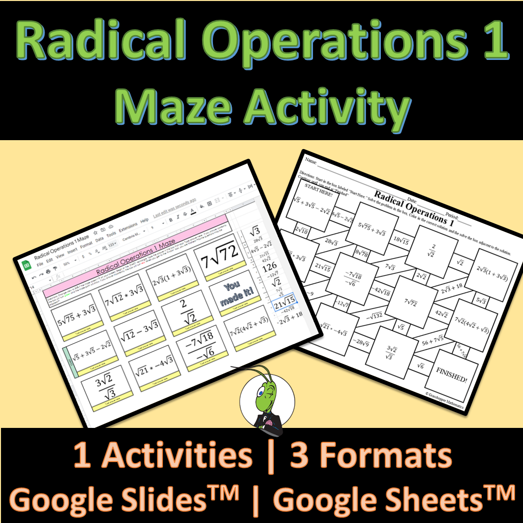 Radical Operations Maze Activity Google And Printable Digital Made By Teachers