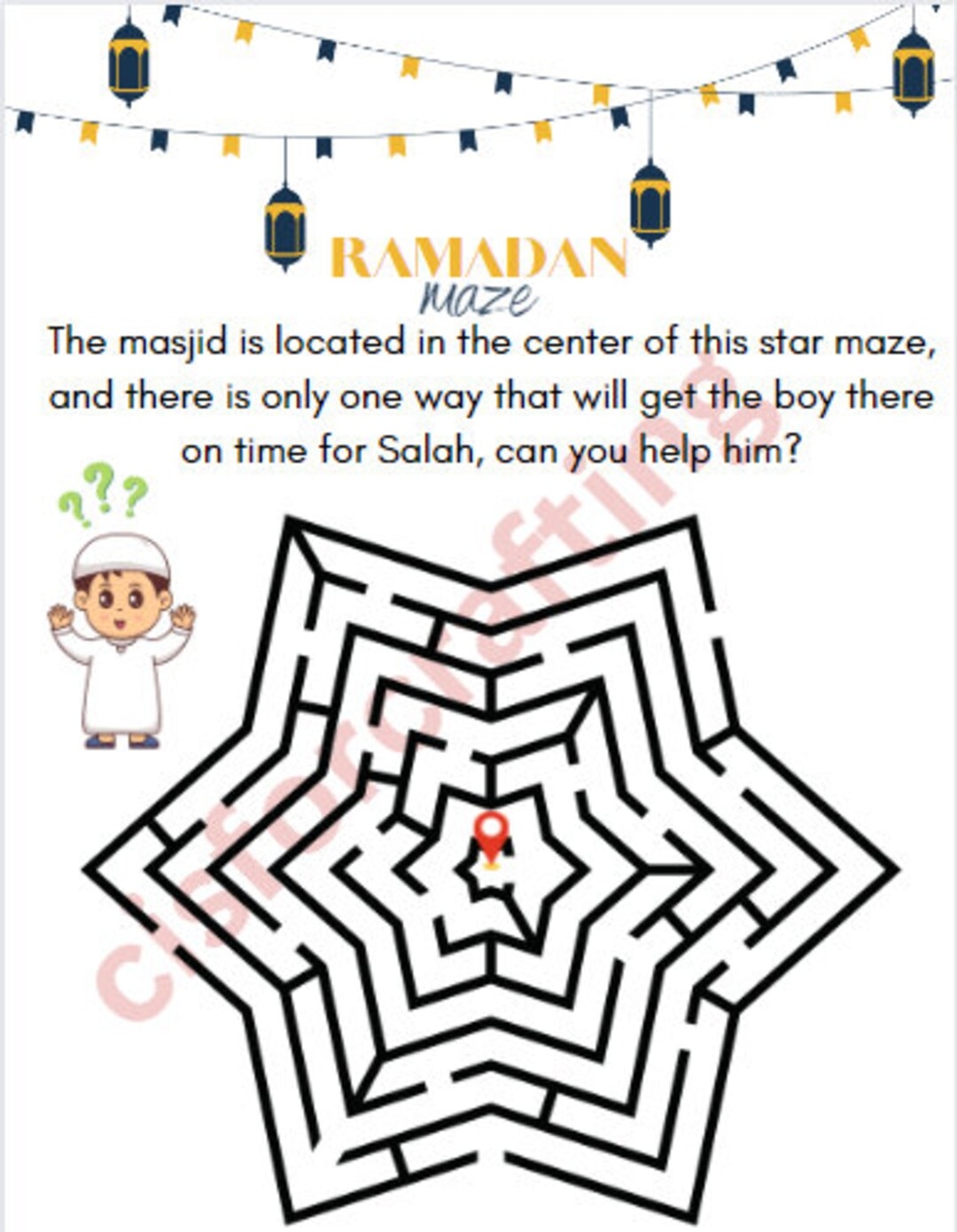 Ramadan Maze Printable Masjid Maze Ramadan Game Printable Activity Instant Download Family Games For Ramadan Ramadan And Eid for Kids Etsy