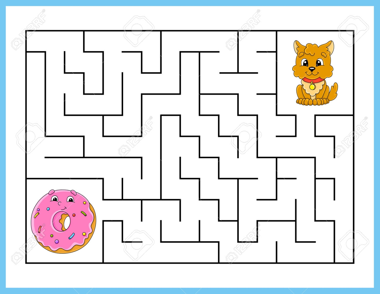 Rectangle Maze Game For Kids Funny Labyrinth Education Developing Worksheet Activity Page Puzzle For Kids Cartoon Style Riddle For Preschool Logical Conundrum Vector Illustration Royalty Free SVG Cliparts Vectors And Stock Illustration 