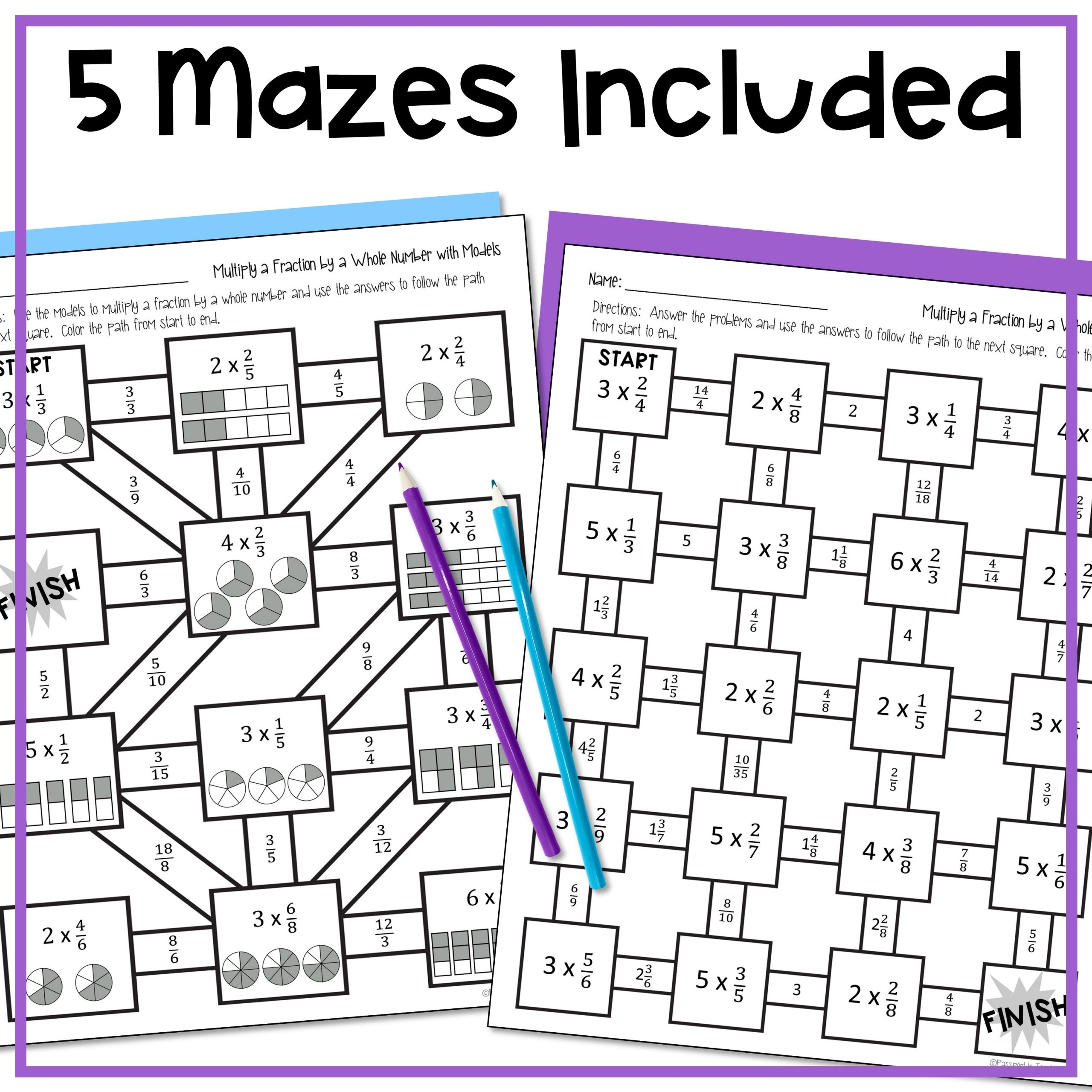Relate Fractions And Decimals Math Maze Worksheets 4th Grade Made By Teachers